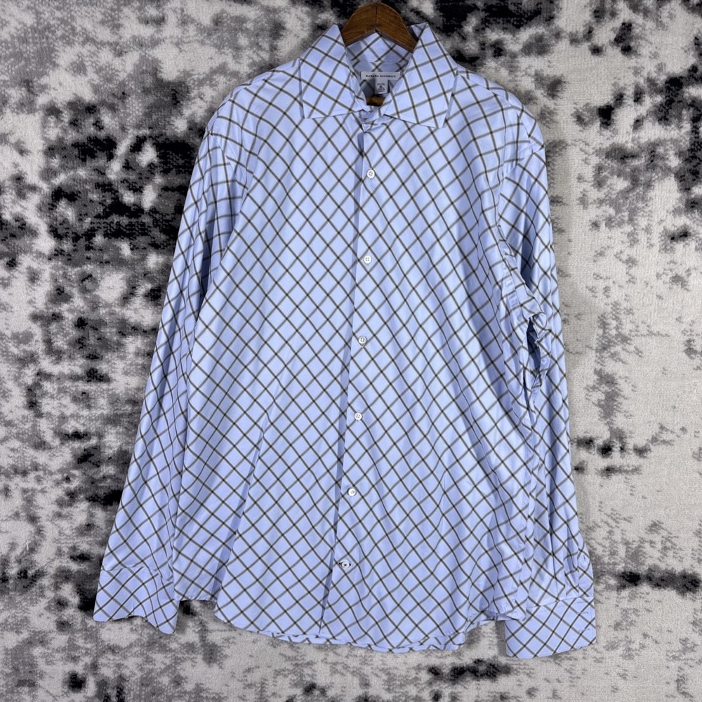 Banana Republic Dress Shirt Mens Size 17.5 Diamond Formal Wedding Dressy